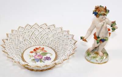 Bild Nr.3: 141-2748 Konvolut Meissen (3 Teile): (Porzellan u. Keramik, Meissen)