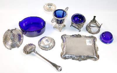 Bild Nr.2: 141-2867 Konvolut Silber/Blauglas (7 Teile).: (Silber)
