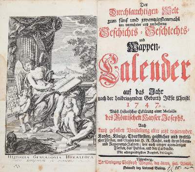Bild Nr.3: 141-341 Geschichts- Geschlechts- und Wappen-Calender,: (Genealogie und Heraldik)