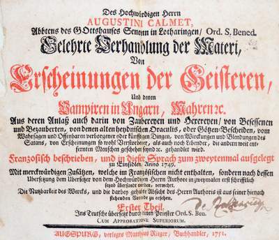 Bild Nr.1: 141-377 Calmet,A.: (Grenzwissenschaften und Okkultismus)