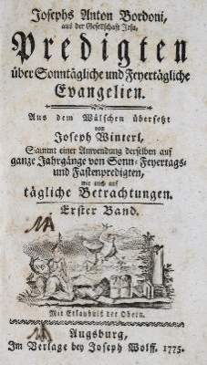 Bild Nr.1: 141-48 Bordoni,J.A.: (Alte Drucke, Handschriften und Theologie)
