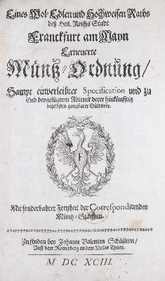 Bild Nr.1: 141-502 Münz-Ordnung.: (Numismatik u. Siegelkunde)