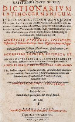 Bild Nr.1: 141-824 Dasypodius,P.: (Lexika - Wörterbücher - Sprachwissenschaften)