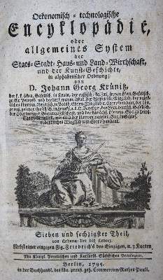 Bild Nr.1: 141-829 Krünitz,J.G.: (Lexika - Wörterbücher - Sprachwissenschaften)