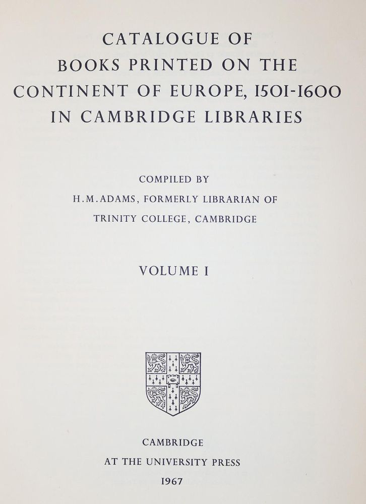 Große Abbildung Nr.1: 142-1111 Adams,H.M.: (Bibliographie und Buchwesen)
