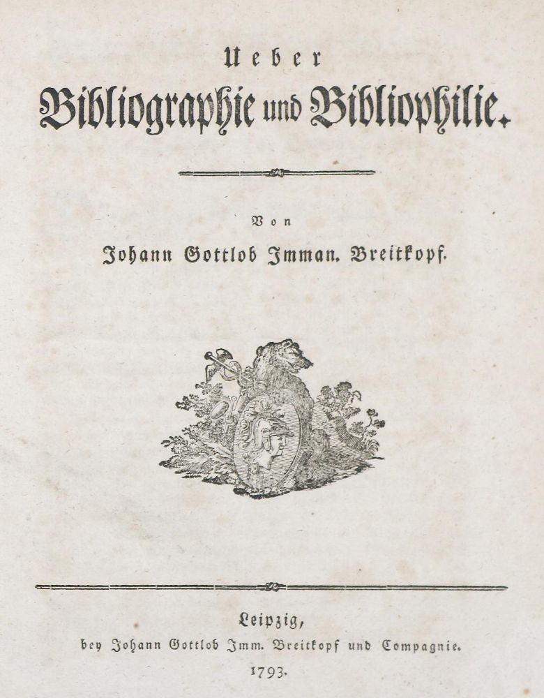 Große Abbildung Nr.1: 142-1115 Breitkopf,J.G.I.: (Bibliographie und Buchwesen)