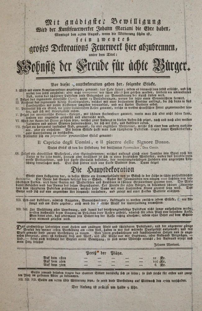 Große Abbildung Nr.1: 142-1126 Feuerwerk.: (Einblattdrucke u. Flugschriften)