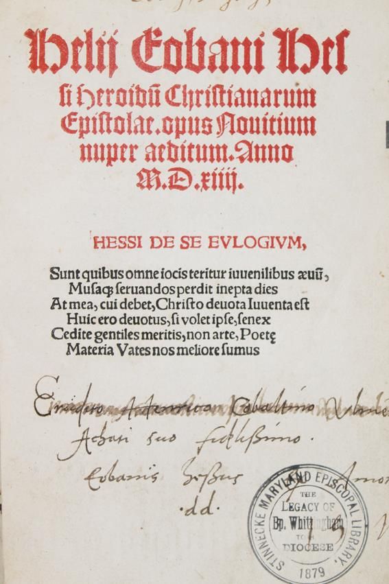 Große Abbildung Nr.1: 142-114 Eobanus Hessus,H.: (Alte Drucke, Handschriften und Theologie)
