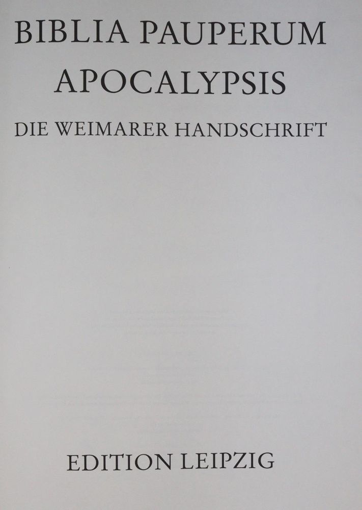 Große Abbildung Nr.1: 142-1143 Biblia Pauperum Apocalypsis.: (Faksimile)