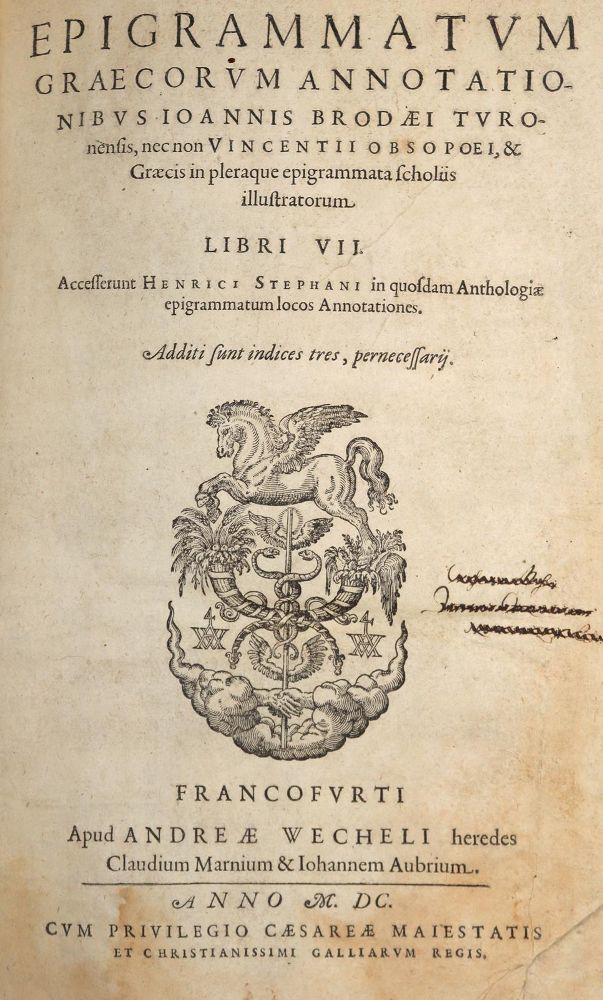 Große Abbildung Nr.1: 142-115 Epigrammatum Graecorum: (Alte Drucke, Handschriften und Theologie)