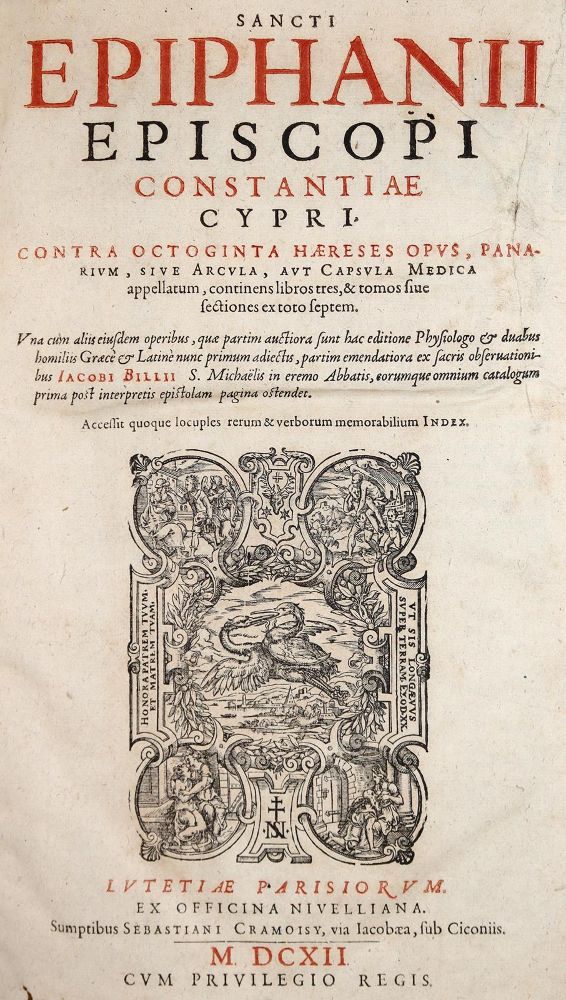 Große Abbildung Nr.1: 142-116 Epiphanius Constantiniae.: (Alte Drucke, Handschriften und Theologie)