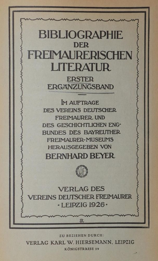 Große Abbildung Nr.3: 142-1217 Wolfstieg,A.: (Freimaurerei)