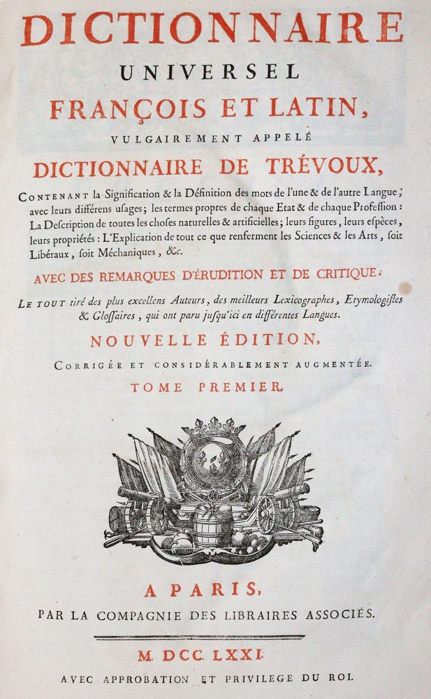 Große Abbildung Nr.1: 142-1227 Dictionnaire universel: (Lexika - Wörterbücher - Sprachwissenschaften)