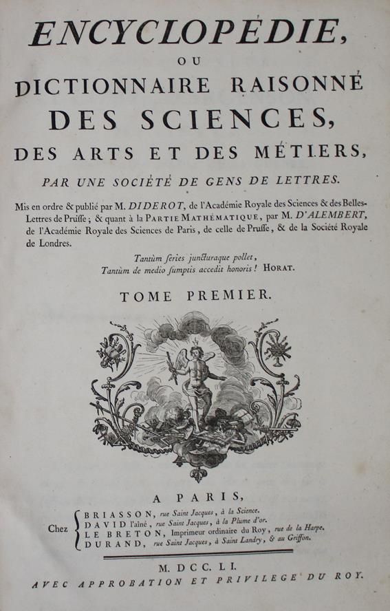 Große Abbildung Nr.1: 142-1228 Diderot,D. u. J.d'Alembert.: (Lexika - Wörterbücher - Sprachwissenschaften)