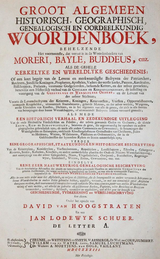 Große Abbildung Nr.2: 142-1234 Hoogstraten,D.v. u. J.L.Schuer.: (Lexika - Wörterbücher - Sprachwissenschaften)