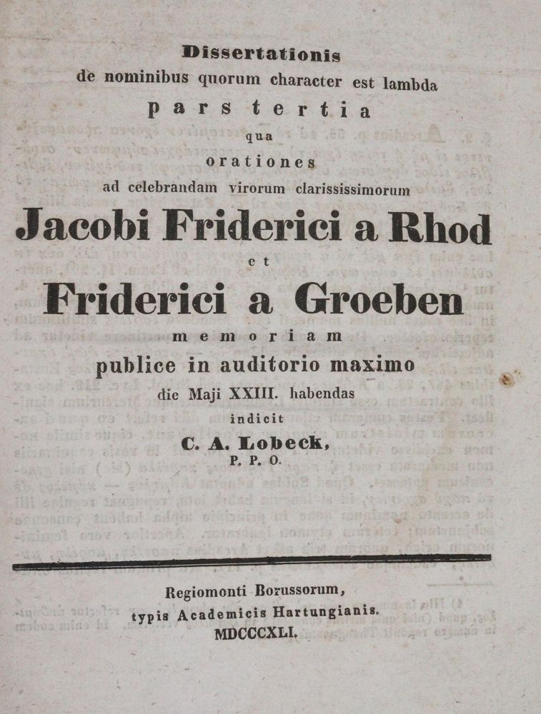 Große Abbildung Nr.1: 142-1238 Lobeck,C.A.: (Lexika - Wörterbücher - Sprachwissenschaften)