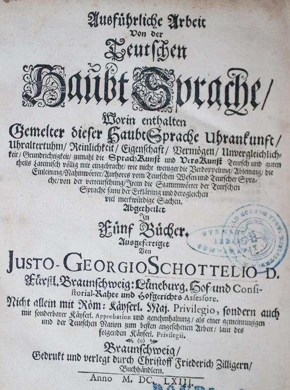 Große Abbildung Nr.1: 142-1254 Schottelius,J.G.: (Lexika - Wörterbücher - Sprachwissenschaften)