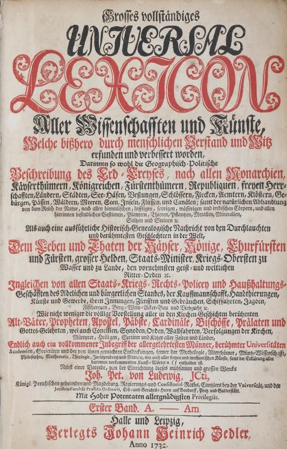 Große Abbildung Nr.1: 142-1260 Zedler,J.H.: (Lexika - Wörterbücher - Sprachwissenschaften)
