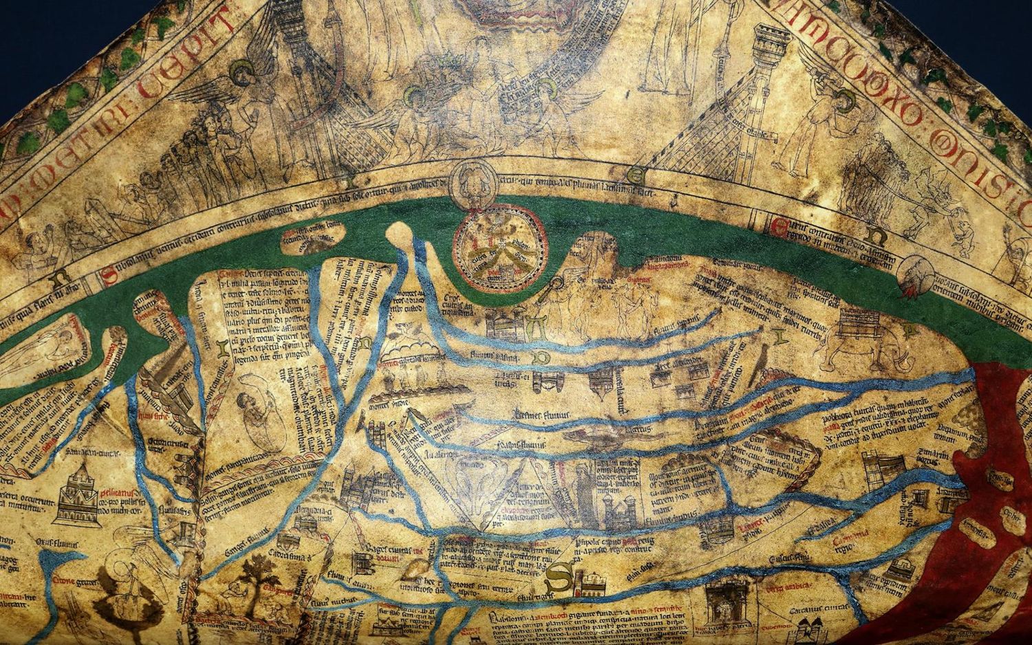 Große Abbildung Nr.1: 142-1261 Mappa Mundi.: (Bibliographie und Buchwesen)