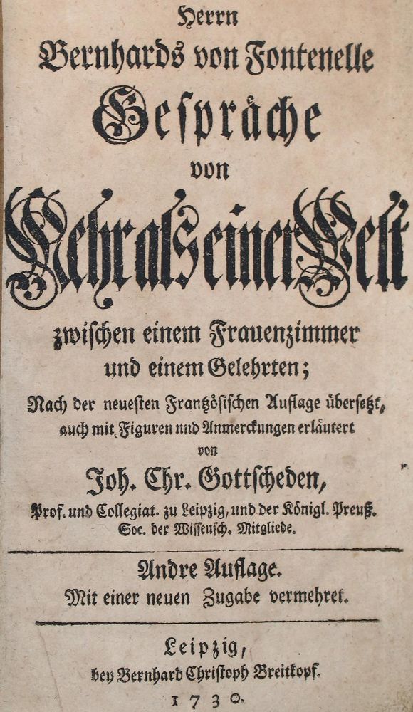 Große Abbildung Nr.1: 142-130 Fontenelle,B.v.: (Alte Drucke, Handschriften und Theologie)