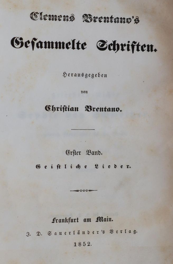 Große Abbildung Nr.1: 142-1394 Brentano,C.: (Literatur und illustrierte Bücher bis 19.Jahrhundert)