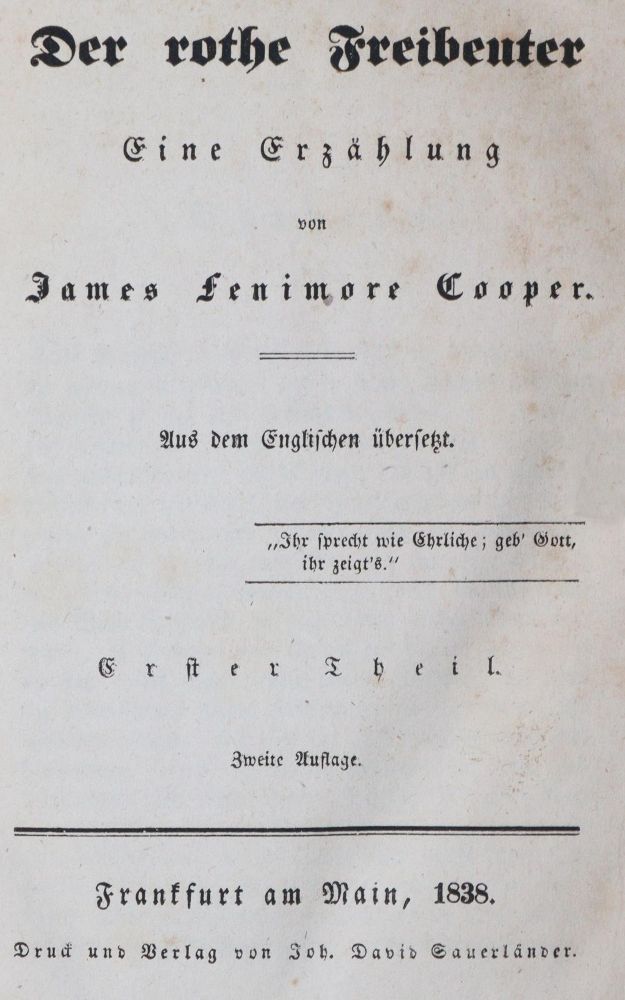 Große Abbildung Nr.1: 142-1400 Cooper,J.F.: (Literatur und illustrierte Bücher bis 19.Jahrhundert)
