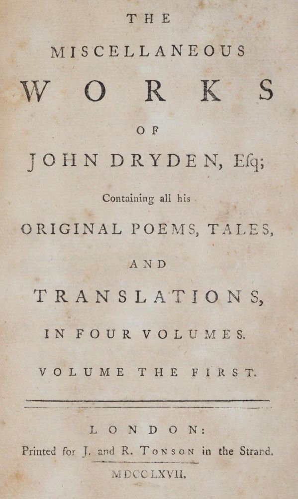 Große Abbildung Nr.1: 142-1407 Dryden,J.: (Literatur und illustrierte Bücher bis 19.Jahrhundert)