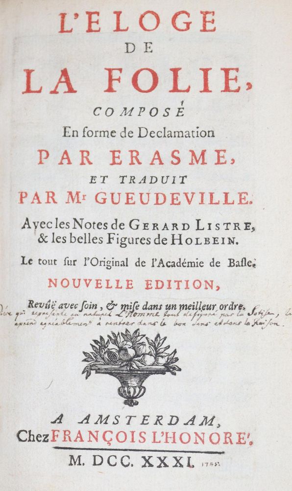 Große Abbildung Nr.1: 142-1422 Erasmus Roterodamus,D.: (Literatur und illustrierte Bücher bis 19.Jahrhundert)