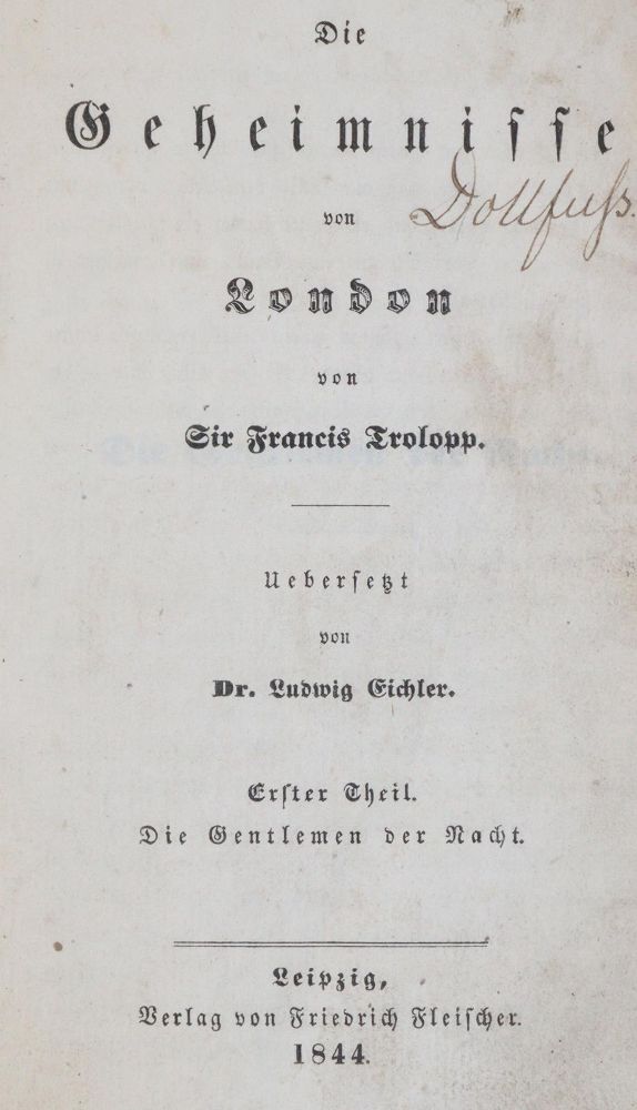Große Abbildung Nr.1: 142-1427 (Feval,P.H.C. Pseud.:) F.Trolopp.: (Literatur und illustrierte Bücher bis 19.Jahrhundert)