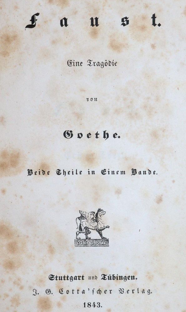 Große Abbildung Nr.2: 142-1441 Goethe,J.W.v.: (Literatur und illustrierte Bücher bis 19.Jahrhundert)