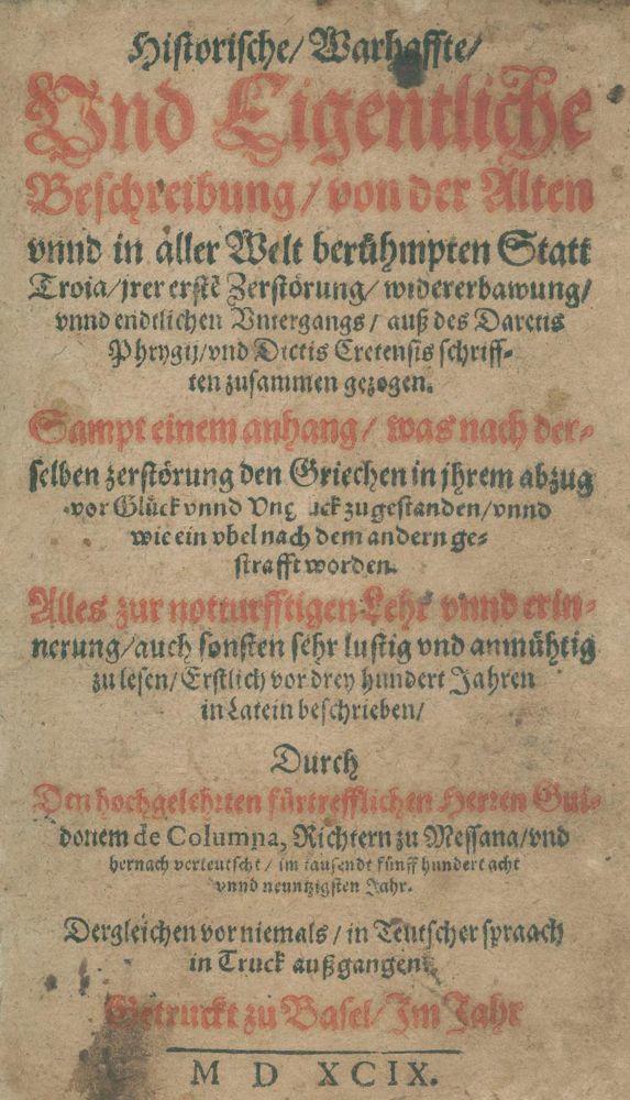 Große Abbildung Nr.1: 142-1451 Guido von Columna.: (Literatur und illustrierte Bücher bis 19.Jahrhundert)