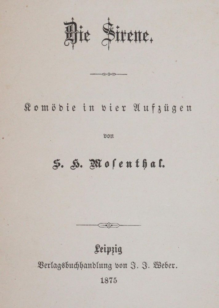 Große Abbildung Nr.1: 142-1485 Mosenthal,S.H.: (Literatur und illustrierte Bücher bis 19.Jahrhundert)