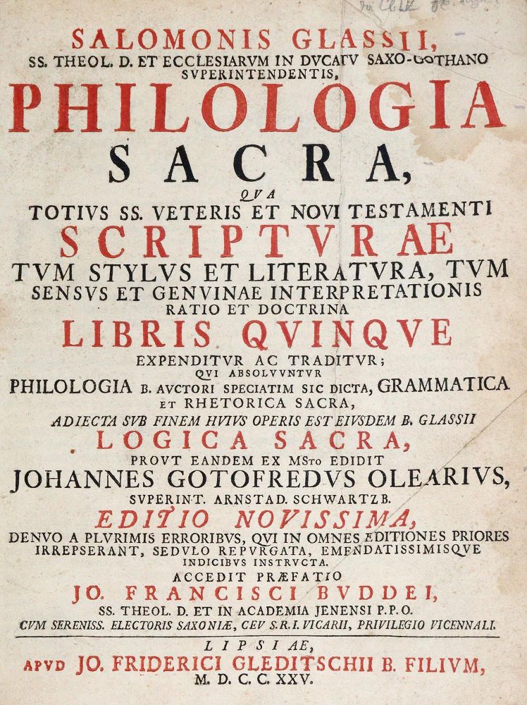 Große Abbildung Nr.1: 142-150 Glaß,S.: (Alte Drucke, Handschriften und Theologie)