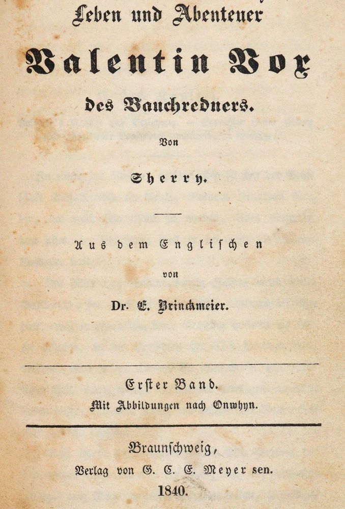 Große Abbildung Nr.1: 142-1533 Sherry (Pseud.).: (Literatur und illustrierte Bücher bis 19.Jahrhundert)