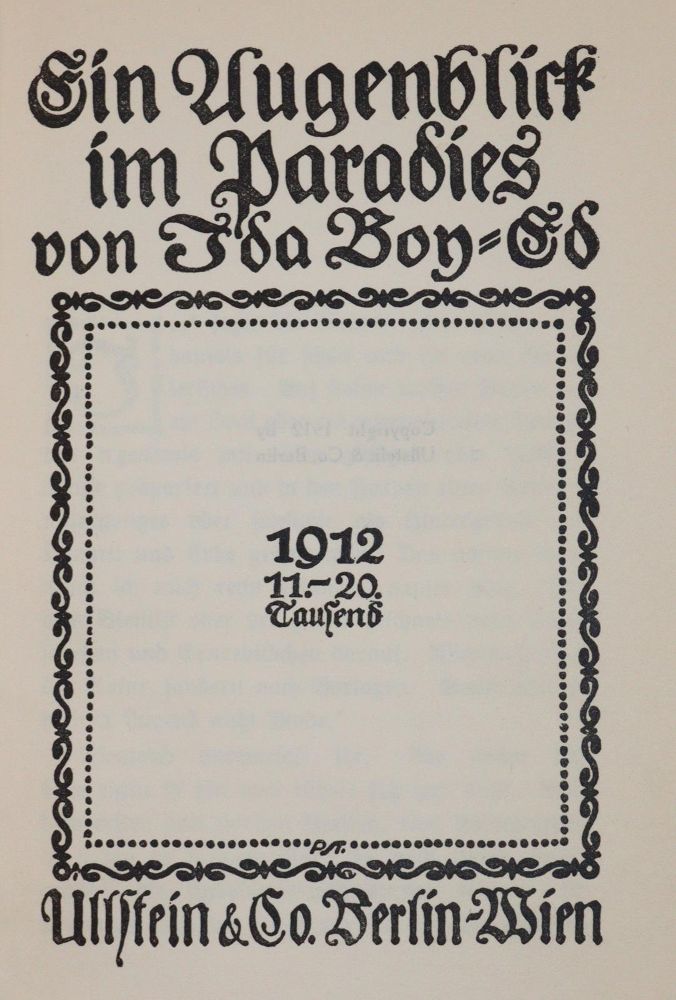 Große Abbildung Nr.1: 142-1582 Boy-Ed,I.: (Literatur und illustrierte Bücher 20.Jahrhundert - Alte Literatur in modernen Ausgaben)