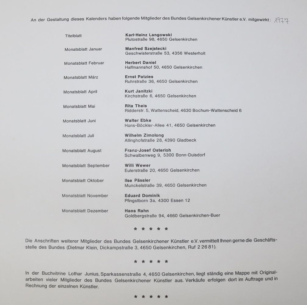 Große Abbildung Nr.9: 142-1586 Bund Gelsenkirchener Künstler e.V.: (Literatur und illustrierte Bücher 20.Jahrhundert - Alte Literatur in modernen Ausgaben)