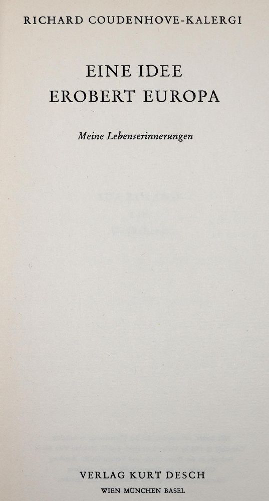 Große Abbildung Nr.1: 142-1595 Coudenhove-Kalergi,R.: (Literatur und illustrierte Bücher 20.Jahrhundert - Alte Literatur in modernen Ausgaben)