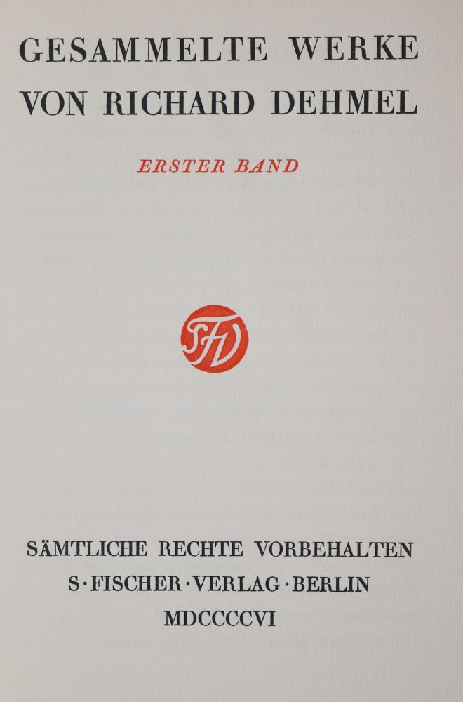 Große Abbildung Nr.1: 142-1599 Dehmel,R.: (Literatur und illustrierte Bücher 20.Jahrhundert - Alte Literatur in modernen Ausgaben)