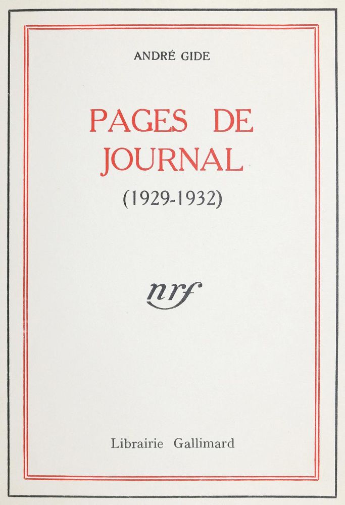 Große Abbildung Nr.1: 142-1646 Gide,A.: (Literatur und illustrierte Bücher 20.Jahrhundert - Alte Literatur in modernen Ausgaben)