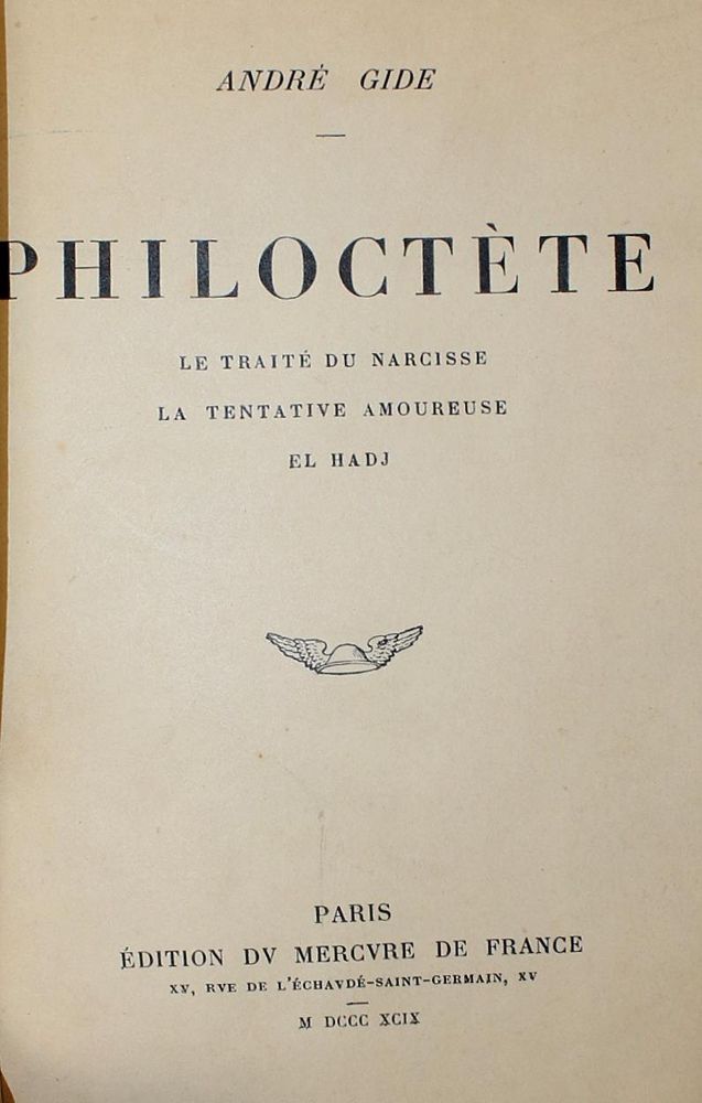 Große Abbildung Nr.1: 142-1647 Gide,A.: (Literatur und illustrierte Bücher 20.Jahrhundert - Alte Literatur in modernen Ausgaben)
