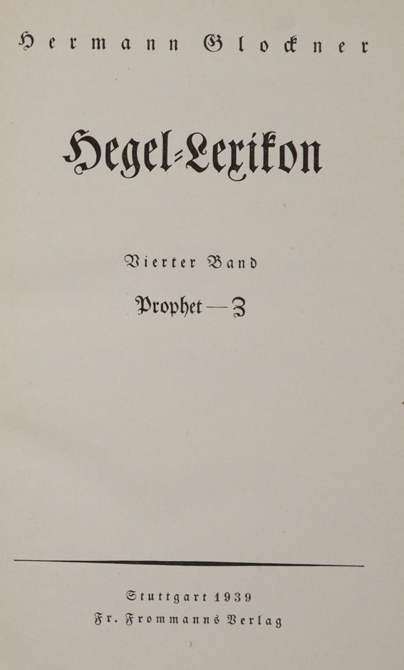 Große Abbildung Nr.1: 142-1666 Hegel, Georg Wilh. Friedr.:: (Literatur und illustrierte Bücher 20.Jahrhundert - Alte Literatur in modernen Ausgaben)