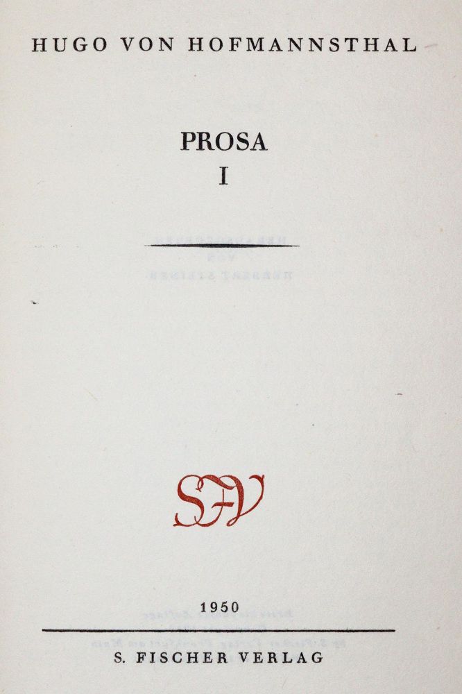 Große Abbildung Nr.1: 142-1674 Hofmannsthal,H.v.: (Literatur und illustrierte Bücher 20.Jahrhundert - Alte Literatur in modernen Ausgaben)
