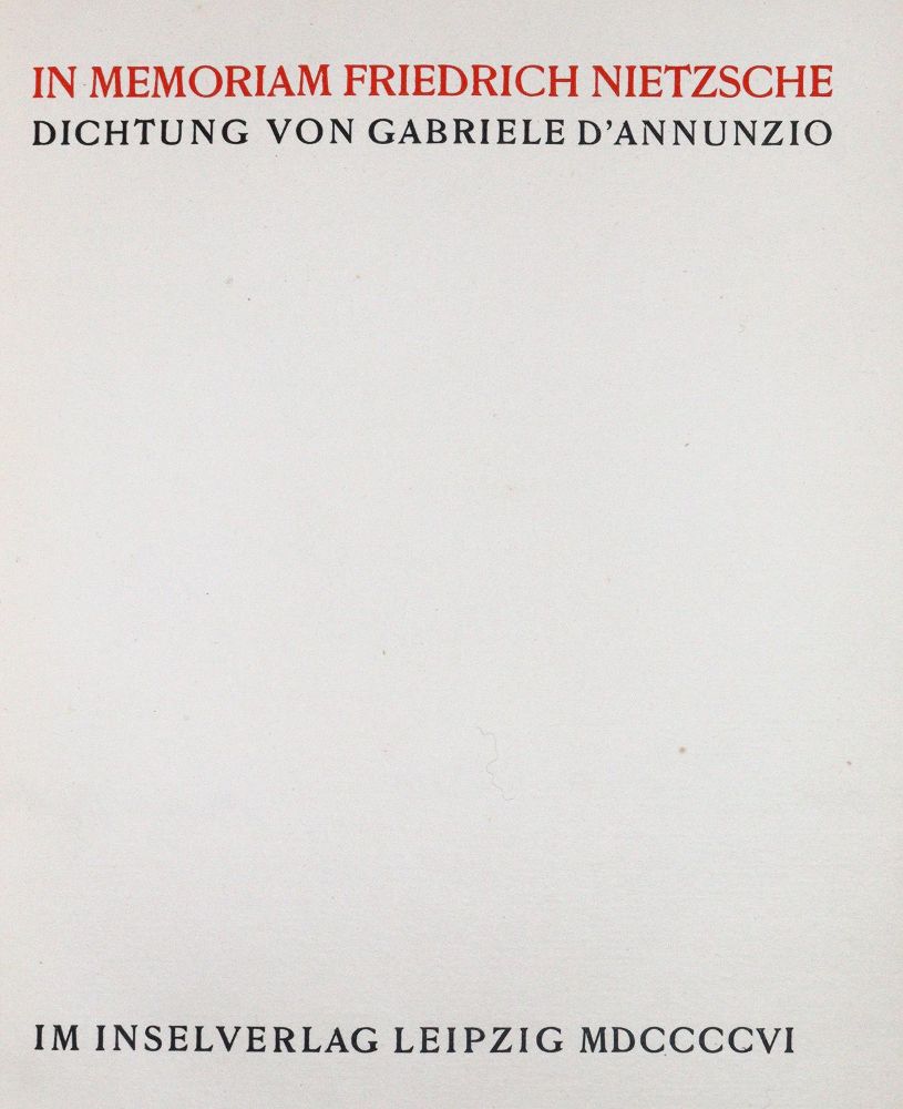 Große Abbildung Nr.1: 142-1687 D'Annunzio,G.: (Insel-Verlag, Nietzsche)
