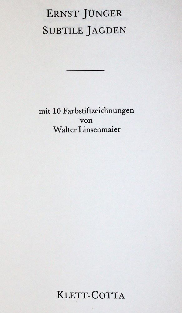 Große Abbildung Nr.1: 142-1694 Jünger,E.: (Literatur und illustrierte Bücher 20.Jahrhundert - Alte Literatur in modernen Ausgaben)