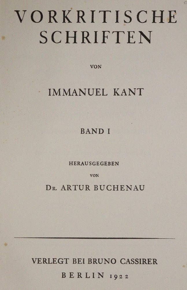 Große Abbildung Nr.1: 142-1702 Kant,I.: (Literatur und illustrierte Bücher 20.Jahrhundert - Alte Literatur in modernen Ausgaben)