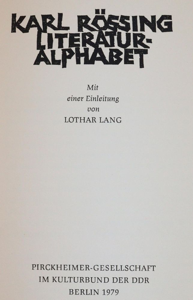 Große Abbildung Nr.1: 142-1787 Rössing,K.: (Literatur und illustrierte Bücher 20.Jahrhundert - Alte Literatur in modernen Ausgaben)