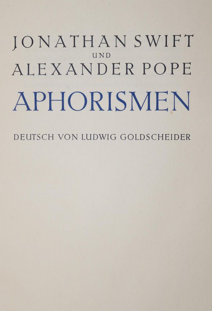 Große Abbildung Nr.1: 142-1825 Swift,J. u. A.Pope.: (Literatur und illustrierte Bücher 20.Jahrhundert - Alte Literatur in modernen Ausgaben)