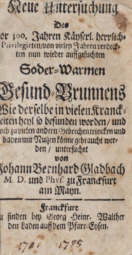 Große Abbildung Nr.1: 142-1883 Gladbach,J.B.: (Medizin, Balneologie)