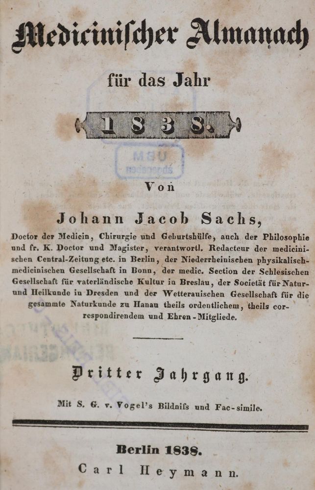 Große Abbildung Nr.1: 142-1941 Sachs,J.J.: (Medizin)