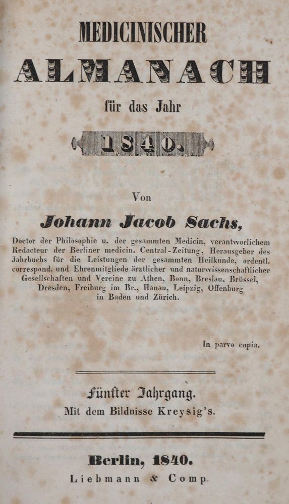 Große Abbildung Nr.3: 142-1941 Sachs,J.J.: (Medizin)